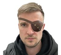 MDFCZXP Maschera per Occhi in Pelle, Toppe per Occhi da Pirata Medievale, Maschera per Un Occhio in Stile Steampunk per Festa di Halloween,Marrone,9c
