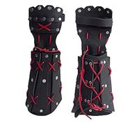MDFCZXP Medievale Samurai Armatura di Cuoio Bracciale Tiro con L'Arco Braccio Guardia Cavaliere Guanto Wristband,Nero,20cm