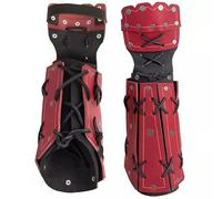 MDFCZXP Medievale Samurai Armatura di Cuoio Bracciale Tiro con L'Arco Braccio Guardia Cavaliere Guanto Wristband,Rosso,20cm