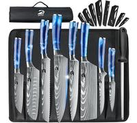 MDHAND 8PCS Coltello da cuoco Coltelli da cucina Set Utilità Coltello per disossare Mannaia Carne Frutta Coltello per pane Coltello Santoku giapponese con coperchio