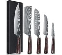 MDHAND Set Coltelli da Cucina, set di coltelli da chef tedeschi in acciaio inossidabile con coperchio (5PCS)