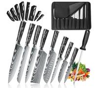 MDHAND Set di 8 coltelli professionali con custodia arrotolabile, estremamente affilati per casa e ristorante