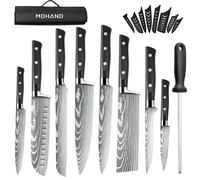 MDHAND Set di coltelli da cucina 8 pezzi Coltello da chef giapponese affilato, Chopper per alette, Coltello multiuso per affettare il pane Manico in ABS con borsa in nylon