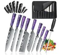 MDHAND Set di coltelli da cucina professionale, 8 pezzi, acciaio inox ad alto carbonio, estremamente affilato