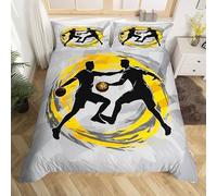 MDKLXIDF Copripiumino Singolo Pallacanestro Copripiumini in Microfibra con Cerniera, Set di Biancheria da Letto Singolo 135x200 cm per Bambini, 1 Copripiumino e 2 Federe 50x80 cm