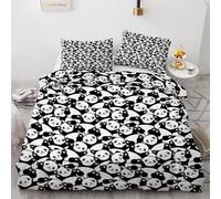 MDKLXIDF Copripiumino Singolo panda gigante Reversibile Copripiumini in Microfibra, 3 Pezzi Set di Biancheria da Letto Singolo con Cerniera, 1 Copripiumino 155x200 cm + 2 Federe 50x80 cm