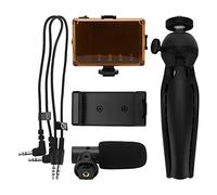 MDKSOUITY Kit portatile per video dal vivo, set fotografico per telefono cellulare con luce di riempimento microfono treppiede e supporto per telefono per vlogging live streaming (nero)