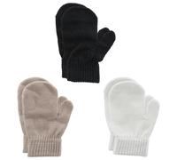 MDLSDE 3 Paia Guanti Neonato, Guantini Bambino Termici 1-5 Anni Guanti Invernali Antigraffio per bambini con Polsino Elastico per Attività Outdoor Bimbi e Bimbe Nero Bianco Marrone