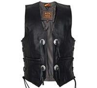 MDM Conchos - Gilet in Vera Pelle, Colore: Nero Nero L