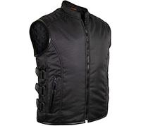 MDM Gilet Biker Nero - Tessuto, Antivento, Idrorepellente, Regolabile (IT, Testo, XL, Regular, Regular, Nero)