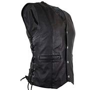 MDM - Gilet in pelle da donna, con bottoni automatici Nero