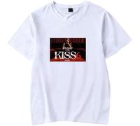 MDMLK K Camp Merch Kiss 6 Tour T-Shirt Unisex Casual, Moda da Strada, Manica Corta, Girocollo, Stampa alla Moda,Bianca,XS