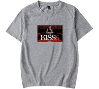 MDMLK K Camp Merch Kiss 6 Tour T-Shirt Unisex Casual, Moda da Strada, Manica Corta, Girocollo, Stampa alla Moda,Grigio,3XL
