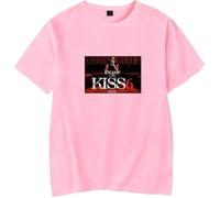 MDMLK K Camp Merch Kiss 6 Tour T-Shirt Unisex Casual, Moda da Strada, Manica Corta, Girocollo, Stampa alla Moda,Rosa,S