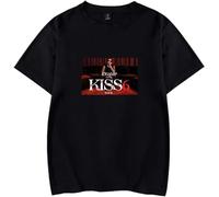 MDMLK K Camp Merch Kiss 6 Tour T-Shirt Unisex Casual, Moda da Strada, Manica Corta, Girocollo, Stampa alla Moda,Nero,3XL