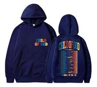 MDMLK Livingston Chi of God Tour 2025 Elpa con Cappuccio A Maniche Lunghe Stampata alla Moda, Poliestere, Unisex,Blu,XXS
