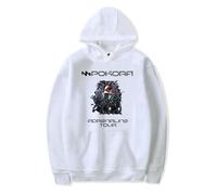 MDMLK M. Pokora Adrenaline Tour Elpa con Cappuccio A Maniche Lunghe Stampata alla Moda, Poliestere, Unisex,Bianca,S