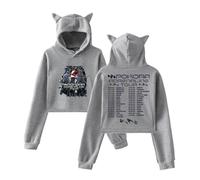 MDMLK M. Pokora Adrenaline Tour Elpa con Cappuccio A Maniche Lunghe Stampata alla Moda, Poliestere, Unisex,Grigio,XXS