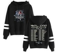 MDMLK M. Pokora Adrenaline Tour Elpa con Cappuccio A Maniche Lunghe Stampata alla Moda, Poliestere, Unisex,Nero,M