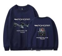 MDMLK M. Pokora Adrenaline Tour Elpa con Cappuccio A Maniche Lunghe Stampata alla Moda, Poliestere, Unisex,Blu,XXS