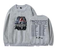 MDMLK M. Pokora Adrenaline Tour Elpa con Cappuccio A Maniche Lunghe Stampata alla Moda, Poliestere, Unisex,Grigio,L