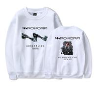 MDMLK M. Pokora Adrenaline Tour Elpa con Cappuccio A Maniche Lunghe Stampata alla Moda, Poliestere, Unisex,Bianca,XS