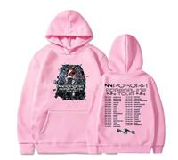 MDMLK M. Pokora Adrenaline Tour Elpa con Cappuccio A Maniche Lunghe Stampata alla Moda, Poliestere, Unisex,Rosa,XL