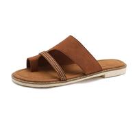 Mdrcg Sandali da Donna, Ciabatte Basse comode ed Eleganti, Sandali Aperti in Punta Ideali per la Spiaggia, Lo Shopping e l'uso Quotidiano.,Marrone,38 EU