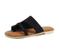 Mdrcg Sandali da Donna, Ciabatte Basse comode ed Eleganti, Sandali Aperti in Punta Ideali per la Spiaggia, Lo Shopping e l'uso Quotidiano.,Nero,36 EU