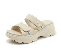 Mdrcg Sandali da Donna con Plateau e Suola Spessa, Sandali con Zeppa a Punta Aperta e Due Cinturini Regolabili, comode Scarpe estive Casual per Passeggiate all'aperto e in Spiaggia.,Flesh,37 EU
