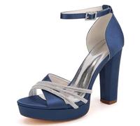 Mdrcg Sandali Donna Raso Strass Tacco Blocco Scarpe Cavigliera