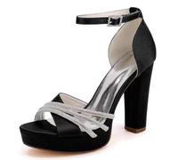 Mdrcg Sandali Donna Raso Strass Tacco Blocco Scarpe Cavigliera