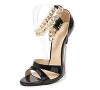 Mdrcg Scarpe da Ballo Professionali da Donna con Tacco a Spillo da 16 cm, Cinturini alla Caviglia bloccabili, Scarpe da Ballo in Maschera,Nero,37 EU