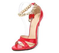 Mdrcg Scarpe da Ballo Professionali da Donna con Tacco a Spillo da 16 cm, Cinturini alla Caviglia bloccabili, Scarpe da Ballo in Maschera,Rosso,42 EU