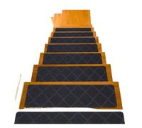 MDSIOKHJ Pedane per Scale in Moquette 8"x 30" 15 Pezzi gradini for Scale in Moquette Antiscivolo con Supporto in Gomma Antiscivolo, Perfetti for Animali Domestici e Anziani(Square - Charcoal)