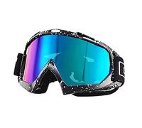 Mdurian Occhiali da Moto, Dirt Bike, Sci, ATV, Scooter, con Protezione UV, Antipolvere, Len Colorato, Impacto Resistenti, Antiappannamento, Nero