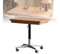 MDXHKK Con Tavolino Desktop Pieghevole, Tavolo Pieghevole Retrò, Banchi Da Ufficio Con Pulegge, Tavolino Laterale Sollevabile Per Camera Da Letto Sala Da Pranzo Cucina Esterna Interna,Natural