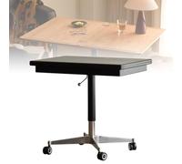 MDXHKK Con Tavolino Desktop Pieghevole, Tavolo Pieghevole Retrò, Banchi Da Ufficio Con Pulegge, Tavolino Laterale Sollevabile Per Camera Da Letto Sala Da Pranzo Cucina Esterna Interna,Black