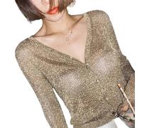 MdybF Cardigan Parla Parll Blinghe Sella Seggi Bright Maglio Migliore Sexy Sceetto Miletto Mietto Completto Cardigan-Oro-S
