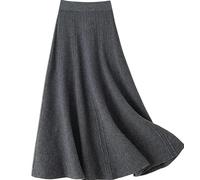 MdybF Gonna a maglia Donna Autunno E Inverno Faux Gonna Di Lana Per Le Donne A Vita Alta Gonna A Maglia Moderock, grigio., M-L