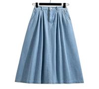 MdybF Gonna di Jeans Donna Scapa di Denim Autunno più Taglia da Donna in Vita Elastico Ad Alta Elastica con Gonne Jeans Midi-Cielo Blu-L