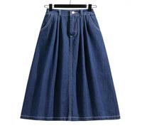 MdybF Gonna di Jeans Donna Scapa di Denim Autunno più Taglia da Donna in Vita Elastico Ad Alta Elastica con Gonne Jeans Midi-Blu-XXL