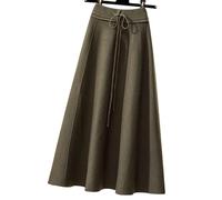 MdybF Gonna Invernale Donna Gonna A Maglia Femminile Autunno E Inverno Versione Versatile Slim Midraio E Lungo La Linea con Pieghe-Verde Scuro-Una Taglia 42 kg - 62 kg