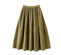 MdybF Gonna Lunga Donna Gonna Lunga Midi Velluto A Coste Femminile con Tasche alla Moda con Gonne Oscillanti A Pieghe in Alto Inverno Autunno Inverno-Verde-Taglia Unica