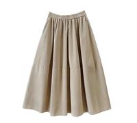 MdybF Gonna Lunga Donna Gonna Lunga Midi Velluto A Coste Femminile con Tasche alla Moda con Gonne Oscillanti A Pieghe in Alto Inverno Autunno Inverno-Un-Taglia Unica