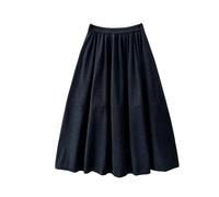 MdybF Gonna Lunga Donna Gonna Lunga Midi Velluto A Coste Femminile con Tasche alla Moda con Gonne Oscillanti A Pieghe in Alto Inverno Autunno Inverno-Nero-Taglia Unica