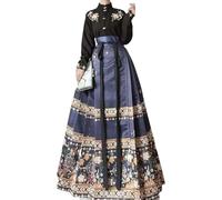 MdybF Gonna Lunga Donna Ming Dynasty Hanfu Horse Face Gonna Donna Pieghe Gonna Nero Blu Rosso Camicia-M-B