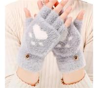 MdybF Guanti Invernali Donne Guanti Caldi Gatto Ragazza Ragazza Gatto Artigli Guanti Morbidi Guanti Invernali A metà Dito Corti Senza Dito-Grigio Chiaro-Taglia Unica