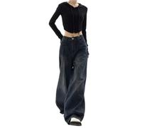 MdybF Jeans Donna Jeans A Gamba A Gamba Donne Pantaloni da Streetwear Oversize di Oversize Pantaloni Autunnali-1-M
