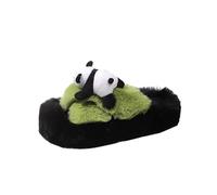 MdybF Pantofole Donne Fumetti Alla Moda Panda Slifori Di Peluche Con Sola Spessa Inverno Vernice Interni E All'Aperto-Verde-40/41
